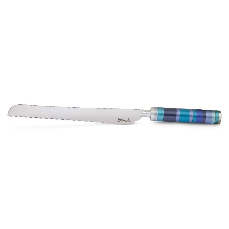 Yair Emanuel Colorful Rings Challah Knife With Mini Salt Shaker (Choic